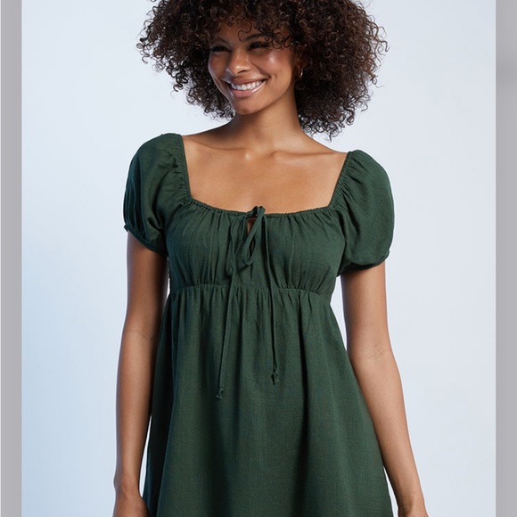 Women’s tie front linen mini dress - Picture 2 of 10